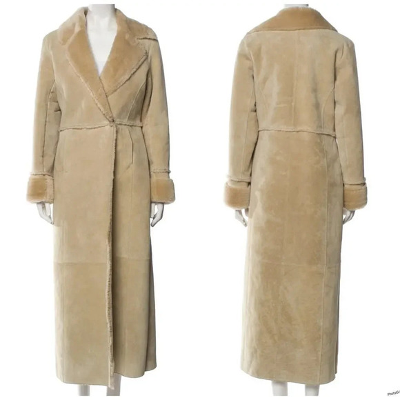 Express Y2K Vintage Suede Leather Faux Fur Lined Winter Coat Medium - Picture 1 of 15